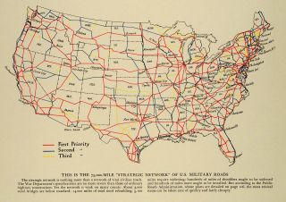 1941 Print Map United States Military Public Roads Administration War