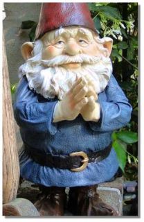 Cute Welcome Home Gnome w Blue Outfit Beard Red Pointed Hat