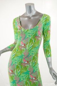 Manuel Canovas Poly Elastane Green Jungle Print Body Conscious Dress