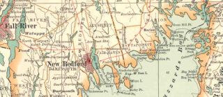 USA Massachusetts East Old Antique Map 1897