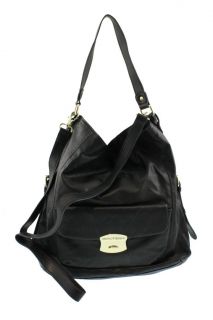 Marc Fisher Black Gold Buckle Embellished Shopper Tote Handbag Large