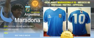 Argentina 10 MARADONA Retro 86 Away Jersey Maillot