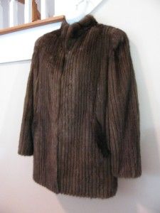  Vintage Corduroy Style Mink Coat Bohemian Warm Brown