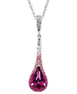Kaleidoscope Sterling Silver Necklace, Pink and White Crystal Drop