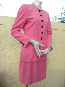 ESCADA Margaretha Ley Soft Pink Wool Skirt Suit Sz 38