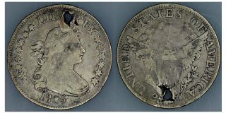 Holey 1805 Draped Bust Quarter Heraldic Eagle Reverse