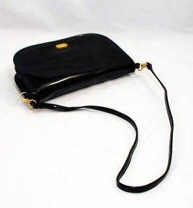Gorgeous Vintage Margolin NYC Black Patent Convertible Clutch Shoulder