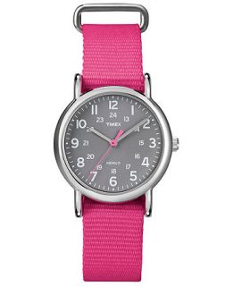 Timex Watch, Weekender Pink Slip Through Nylon Strap 31mm T2N834UM