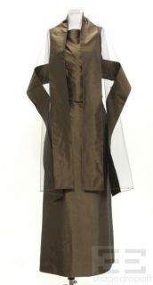Maria Pinto 3pc Bronze Taffeta Black Sleeveless Top Skirt Stole Set