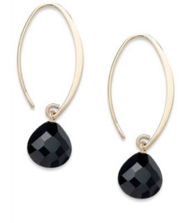 14k Gold Onyx Spiral Drop Earrings   Earrings   Jewelry & Watches
