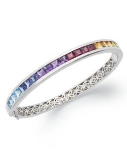 Sterling Silver Bracelet, Multistone Rainbow Bangle Bracelet (8 ct. t