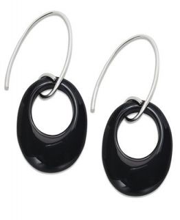 Sterling Silver Earrings, Onyx Loop Drop Earrings (22 ct. t.w.)