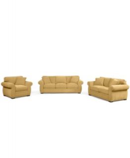 Devon Fabric Living Room Furniture, 3 Piece Set (Sofa, Loveseat and