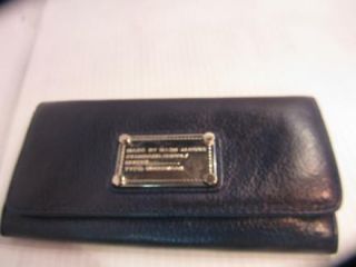 marc by marc jacobs auth navy blue leather hillier wallet, continental