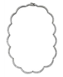 Brilliant Sterling Silver Necklace, Cubic Zirconia Statement Bib