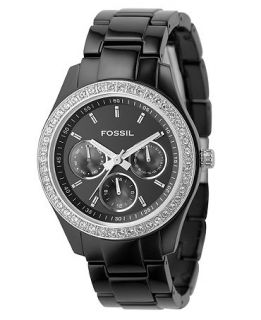 Fossil Watch, Womens Stella Black Plastic Strap 37mm ES2157   All
