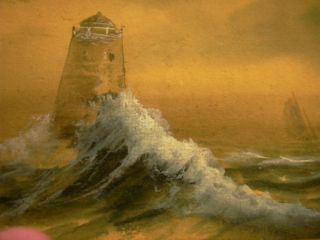 Pauline Meyer Colyar Painting Watercolor Seascape Lighthouse Nautical