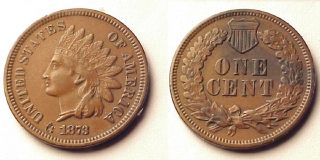 1873 Indian Head Cent Strong Rails Liberty Shield Choice Color