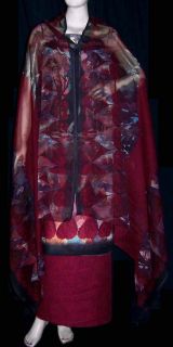 Maron Brown Printed Blended Pashmina Wool Salwar Kameez Suit Material