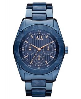 Armani Exchange Watch, Womens Chronograph Blue Stainless Steel