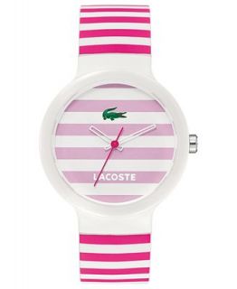 Lacoste Watch, Unisex Goa White and Pink Silicone Strap 40mm 2020001