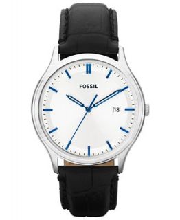 Fossil Watch, Mens Ansel Black Croc Embossed Leather Strap 41mm