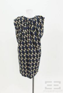 Marni Blue Yellow Geometric Print Cotton Dress Size 38 New
