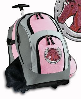 Pink Horse Rolling Backpack Horses Travel or School Bag Cute Horse