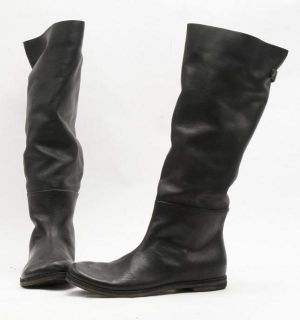 New $1178 Marsell MW1735 Black Leather Knee High Pull on Boot