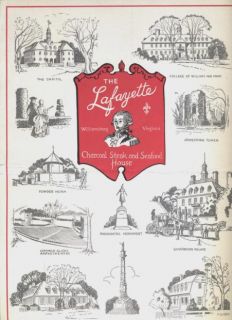 The Lafayette Inn Menu Williamsburg Virginia 1977