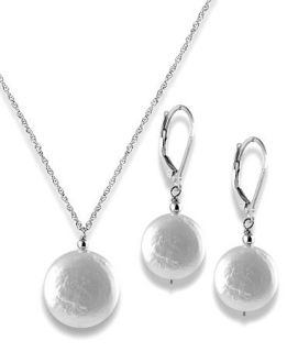 Pearl Jewelry Set, Sterling Silver Cultured Freshwater Coin Pearl