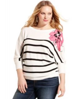 INC International Concepts Plus Size Sweater, Three Quarter Sleeve
