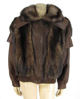 Vintage J Percy Marvin Richards Brown Leather Mink Fur Zipper Jacket