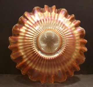 Fenton Smooth Rays Bowl with 3 1 Ruffled Edge in Marigold Mint