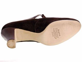 Vintage Brown Suede Leather Mary Jane Buckle Shoes 1930s 7 Early Air
