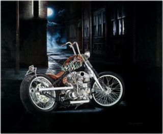 Indian Larry Portrait Chain Bobber Biker Motorcycle Art Signed Print