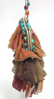 Mary Frances Multicolor Ruffle Turquoise Beaded Handbag