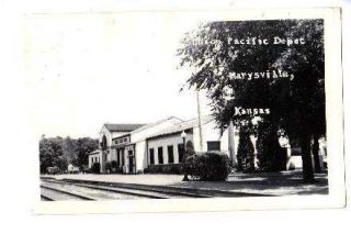 KS Marysville Kansas RPPC Union Pacific Depot