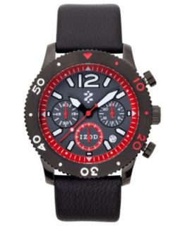 Izod Watch, Unisex Chronograph Black Leather Strap 42mm IZS6 2 BLK RED