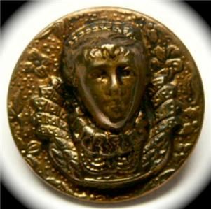 Antique Button High Relief Mary Queen of Scots Mary Stuart