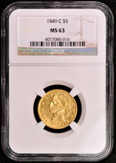 1849 C Liberty $5 NGC MS 63