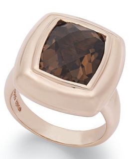 18k Rose Gold Over Sterling Silver Ring, Smokey Topaz Cushion Cut Ring