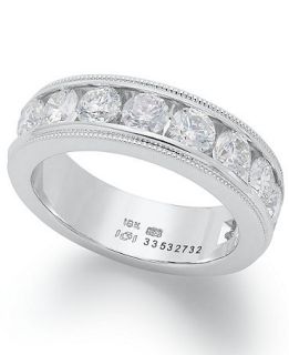Diamond Ring, 18k White Gold Certified Diamond Milgrain Anniversary