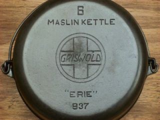 Griswold 6 Slant  Erie  Cast Iron Maslin Kettle LQQK 937 EXC