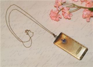 Antique 12K Gold F Masonic Enamel Locket Card Case Necklace Victorian