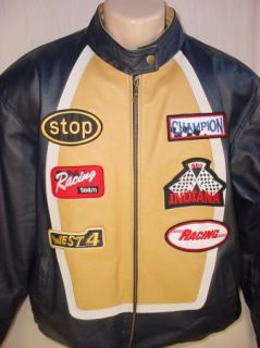 Vilanto Mens Motorcycle Leather Jacket App New Indy 500 Champion Size