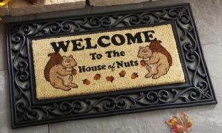 Nuthouse Squirrel Outdoor Porch Entryway Door Mat Coir 30x18 NEW B3717