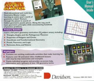 Math Blaster Geometry PC Mac CD Davidson w Jewel Case Manual