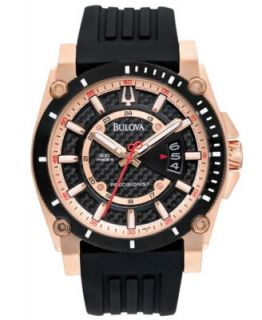 Bulova Watch, Mens Chronograph Precisionist Black Rubber Strap 47mm