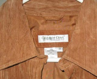 Coldwater Creek Brown Suede Leather Jacket 1x Textured Caramel